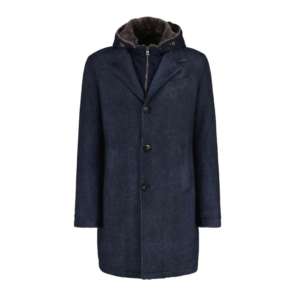 Gimo's Klassieke wollen jas met capuchon Blue