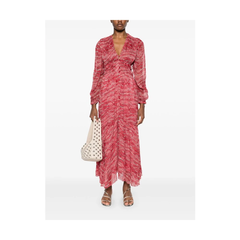 Isabel Marant Étoile Poppy Red Etoile Jurk met Zijstrik Multicolor Dames