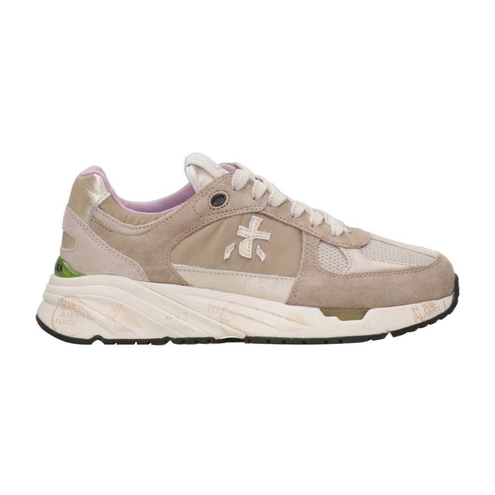 Premiata Beige Sneakers med Mocka och Tyg Beige, Dam