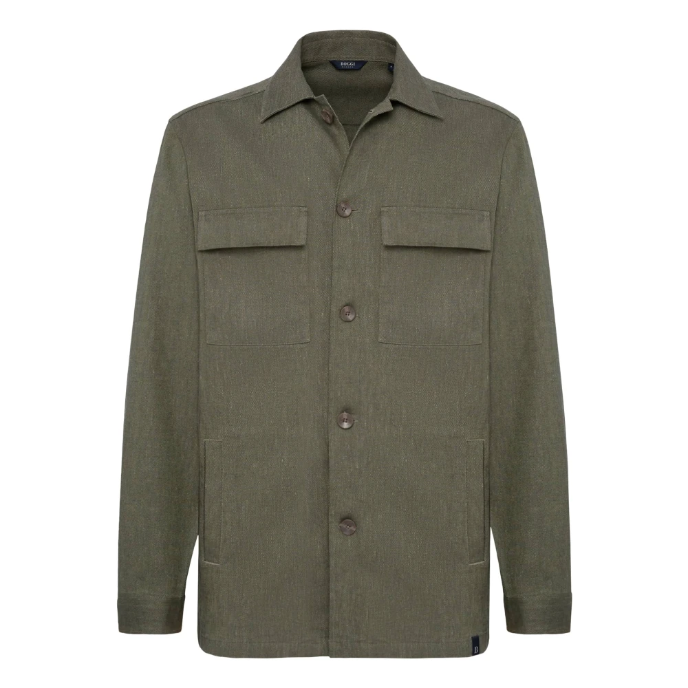 Boggi Milano Katoenen en linnen Link Shirt Jas Green Heren