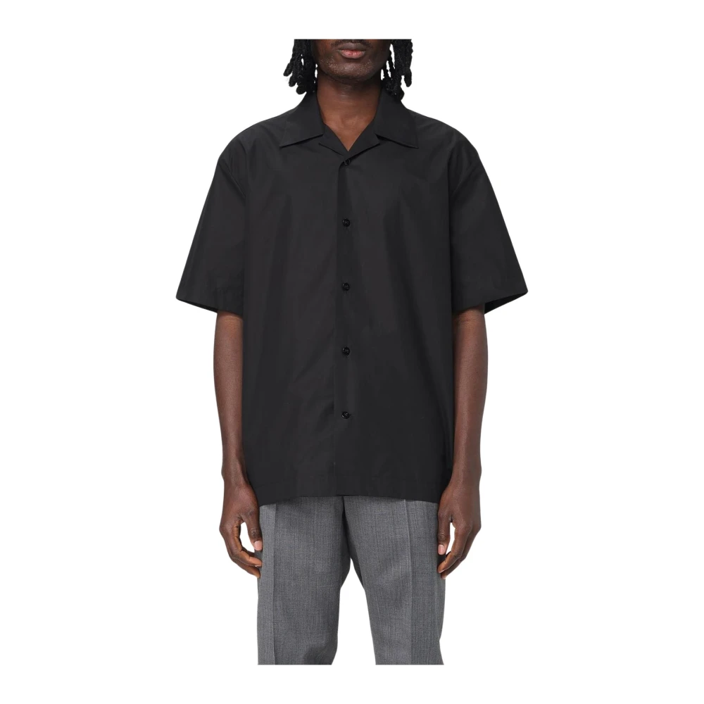 Jil Sander Men's Black Poplin Shirt Minimalist Design