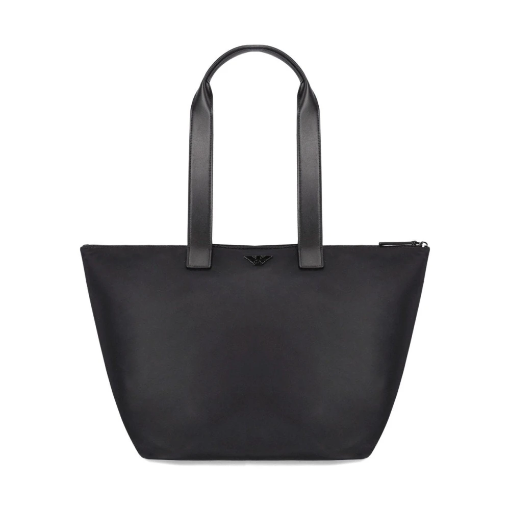 Emporio Armani Men's Black Shopping Bags, One Size, Nylon Shopping Bag With Eagle Logo