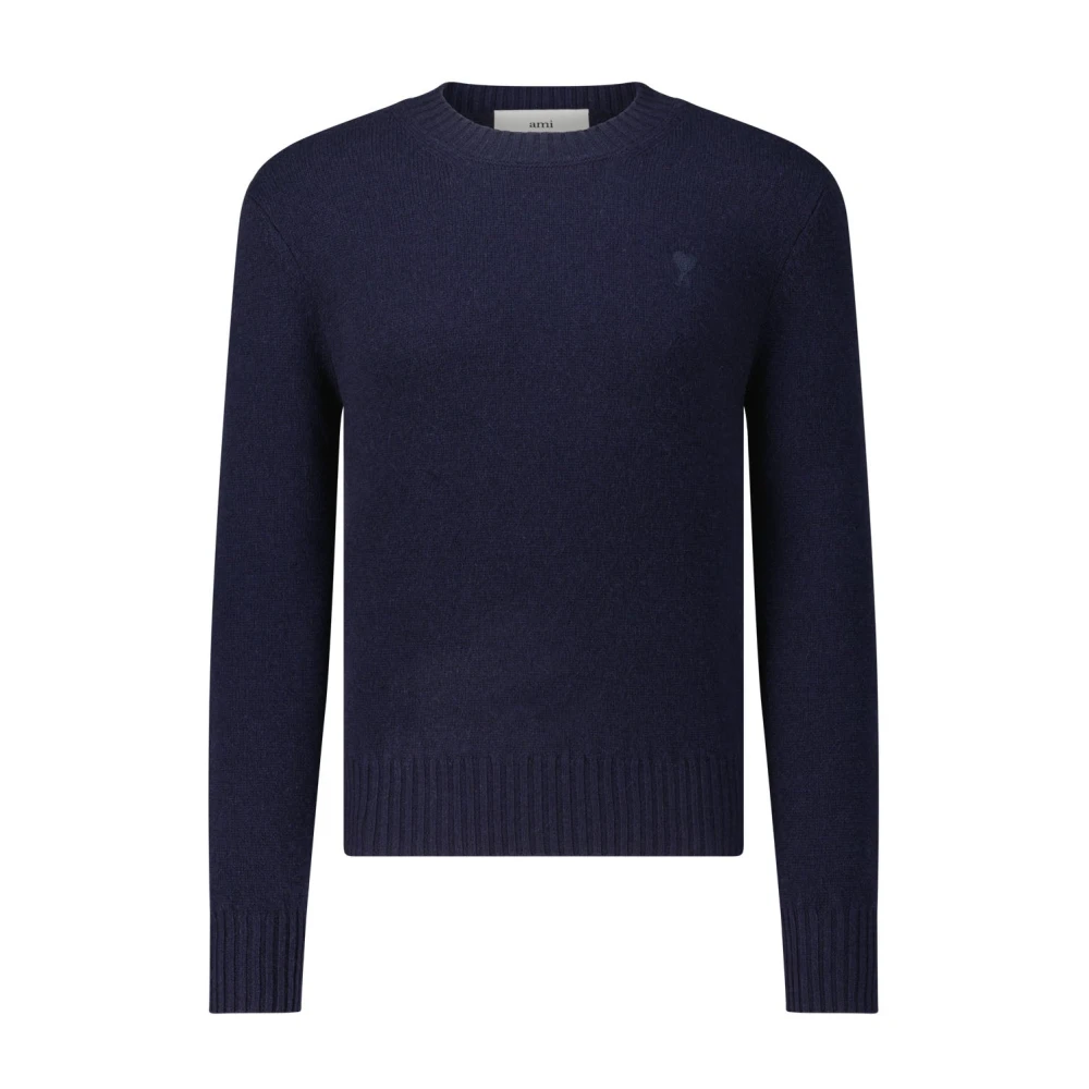 Ami Paris Kasjmier Mix Sweater met Logo Borduursel Blue Heren
