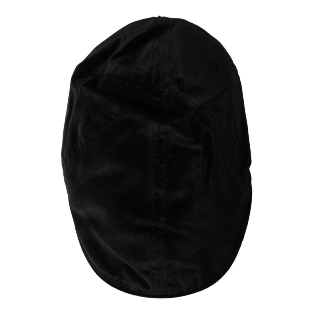Dolce & Gabbana Zwarte Katoenen Newsboy Cap Black Heren