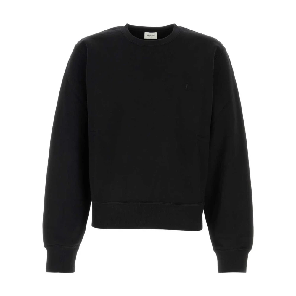 Saint Laurent Herren Schwarz Cotton Logo Sweatshirt