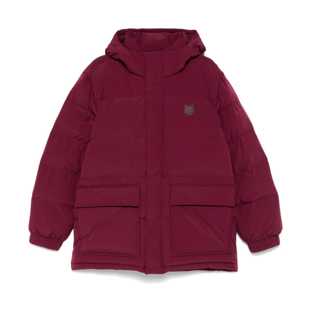 Maison Kitsuné Rode gewatteerde donsjas met capuchon Red Heren