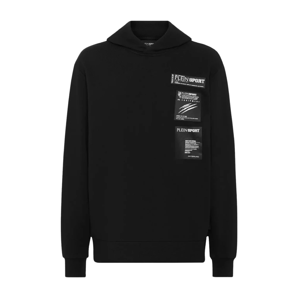 Plein Sport Zwarte Hoodie met Scratch Embleem Black Heren