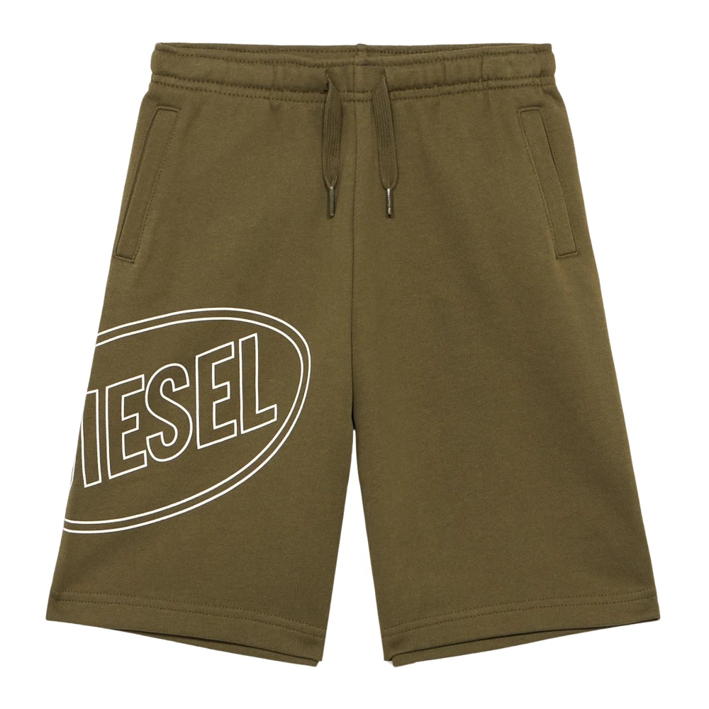 Diesel Boys Green Logo-Print Cotton Fleece Shorts - Shorts - 16 Y - Kids