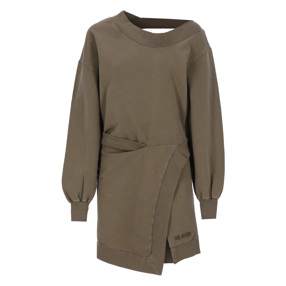 The Attico Bruine Katoenen Asymmetrische Hals Jurk Brown Dames