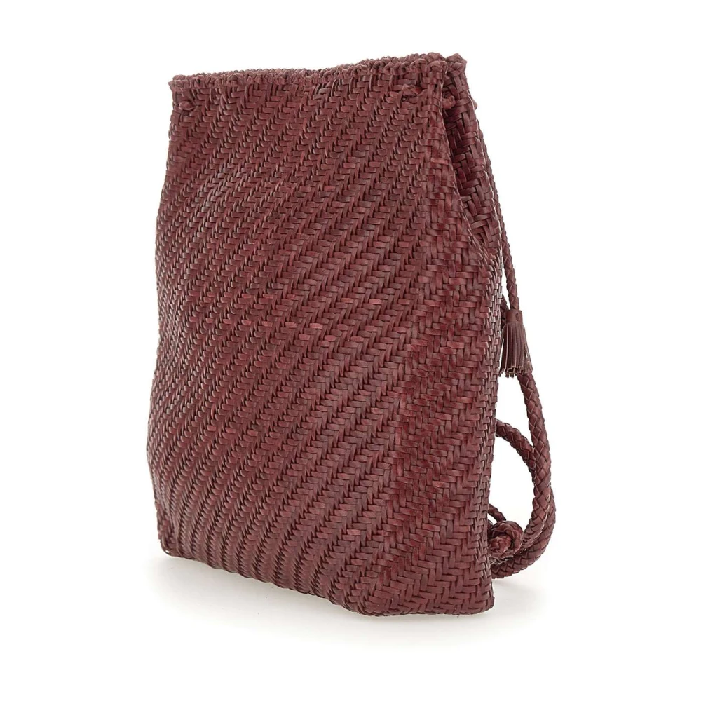 Dragon Diffusion Handgeweven Bordeaux Rugzak met Kwastjes Red Dames