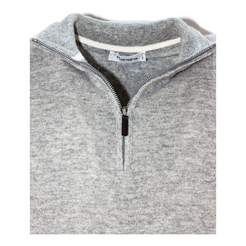 Kangra Grijze Wol Kasjmier Blend Rits Trui Gray Heren