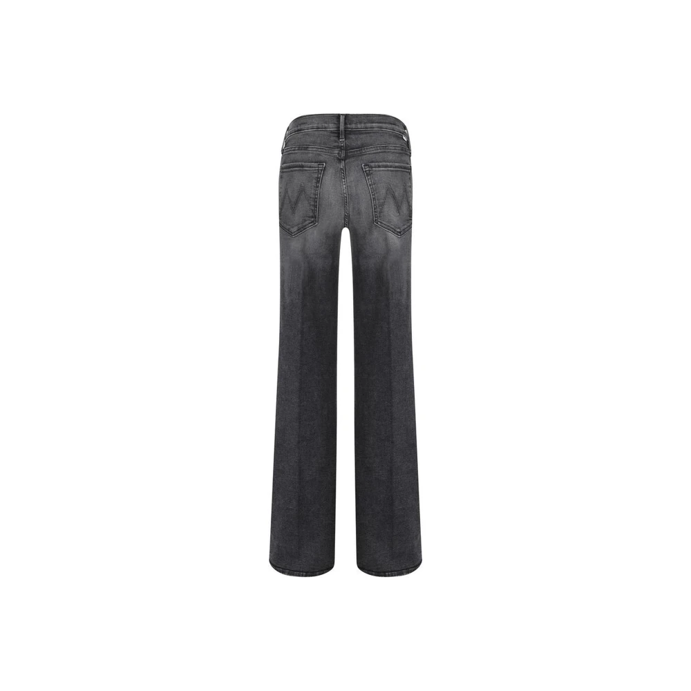 Mother Twister Heel Katoenen Jeans met Leren Patch Gray Dames