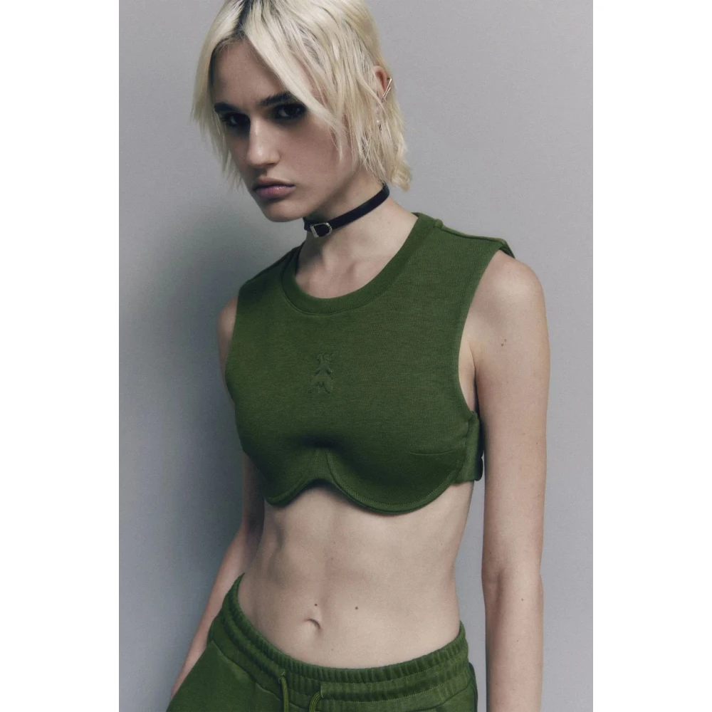 PATRIZIA PEPE Levendige cropped katoenen top Green Dames
