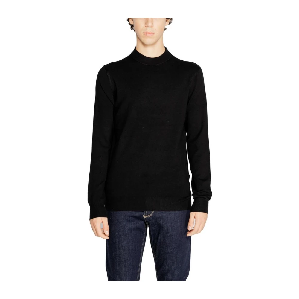 Antony Morato Zwart Viscose Blend Gebreid T-Shirt Black Heren