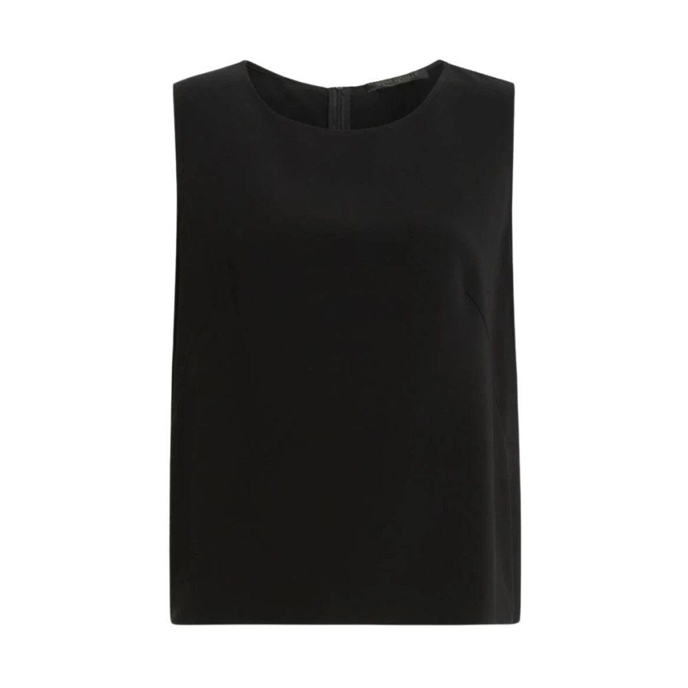 Marina Rinaldi Minimalistische Mouwloze Top met Ronde Hals Black Dames
