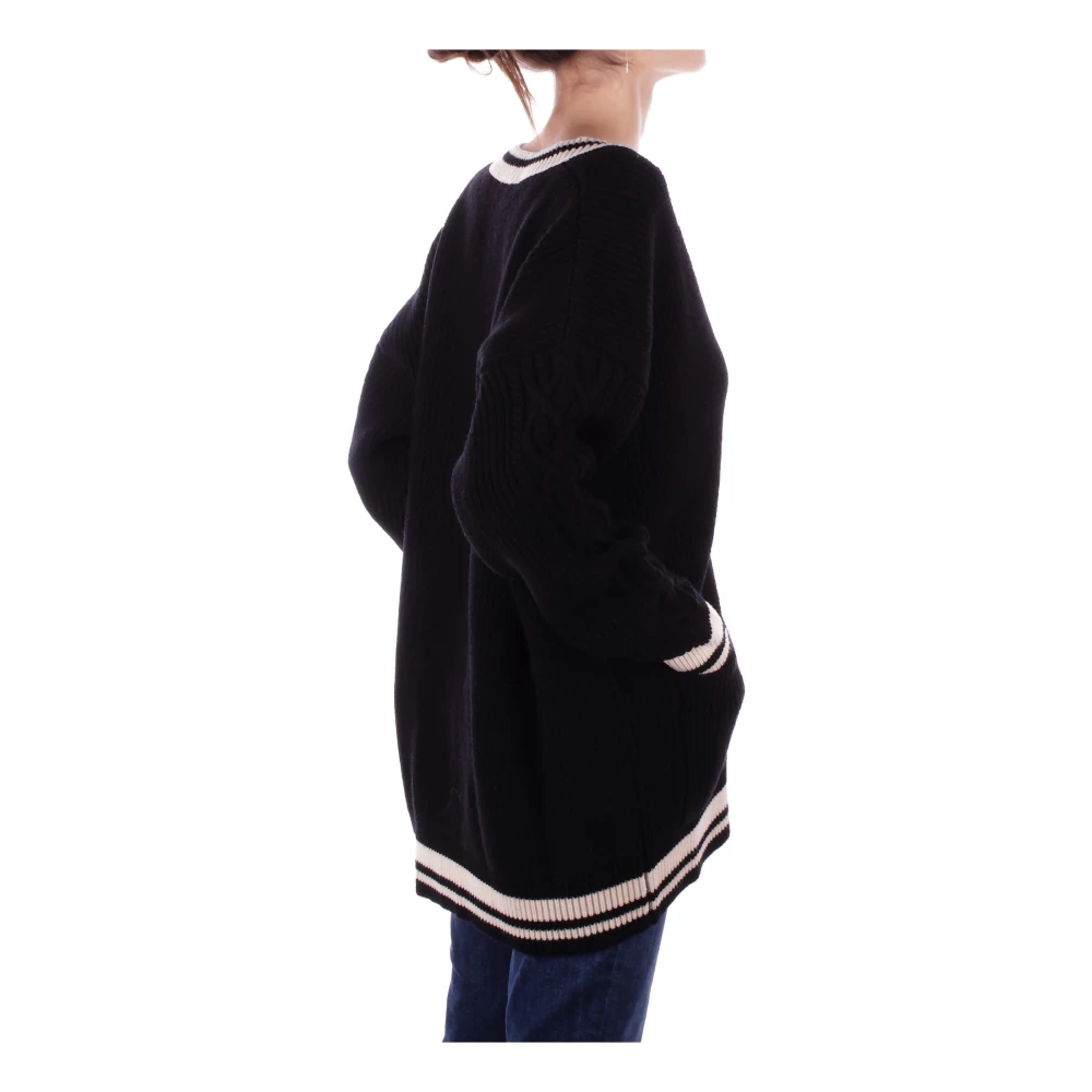 Elisabetta Franchi Front Logo Cardigan Sweaters Black Dames