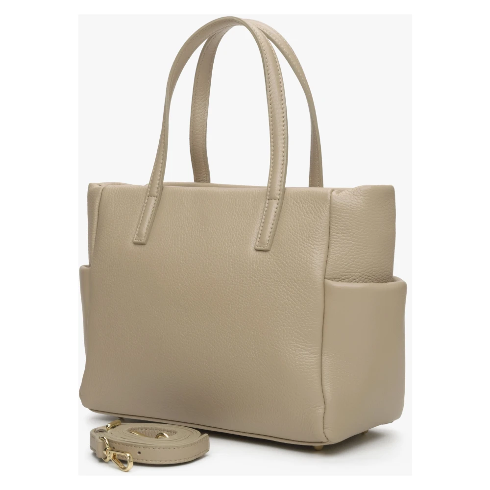 Estro Dames Beige Shopper Tas gemaakt van Premium Italiaans Echt Leer Er00115081 Beige Dames