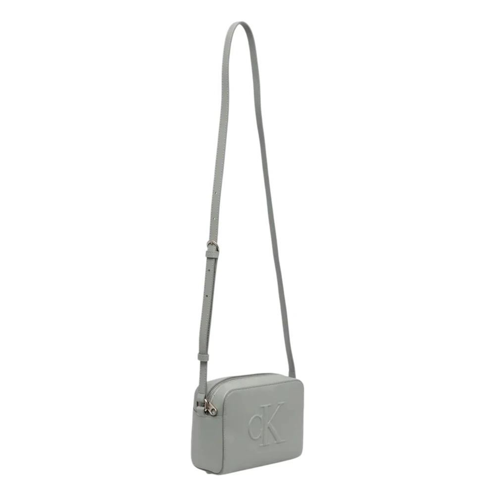 Calvin Klein Jeans Grijze Polyurethaan Rits Tas met Zakken Gray Dames