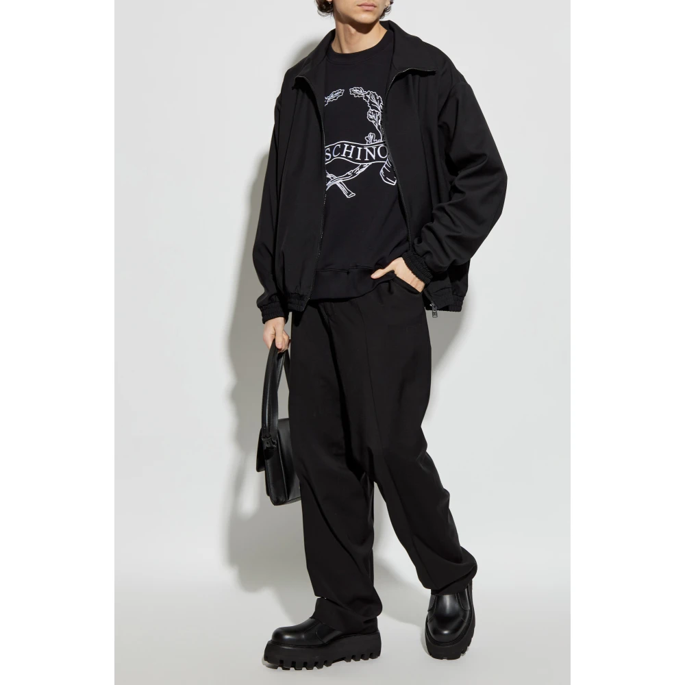 Moschino Sweatshirt met geborduurd logo Black Heren