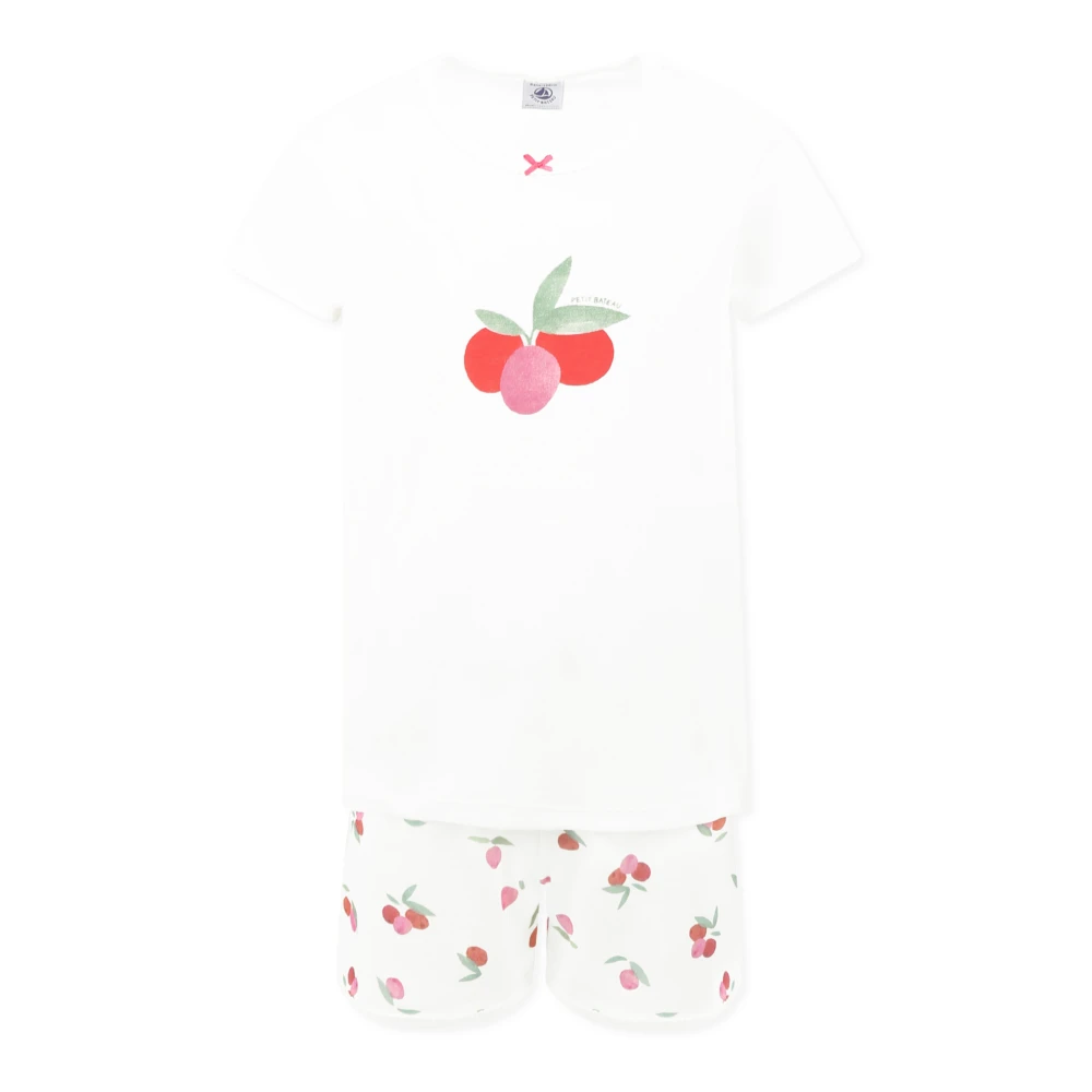 Petit Bateau Frukttryck bomullspyjamas set White, Unisex