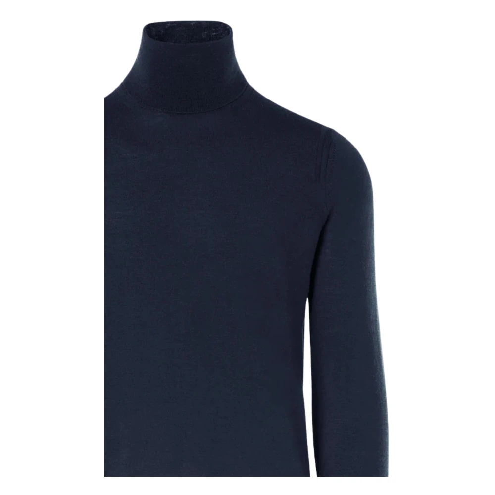 Paolo Pecora Blauwe Wollen Trui Half Hals Blue Heren