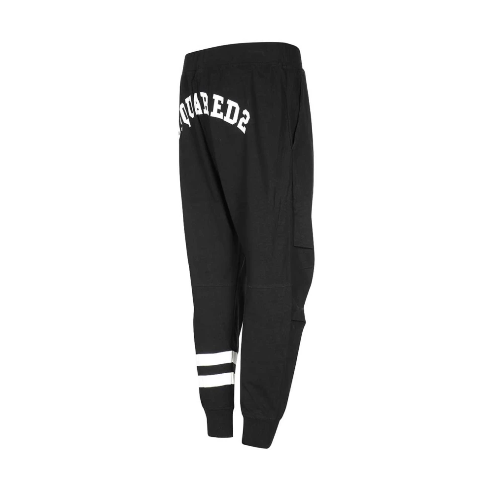 Dsquared2 Katoenen trainingsbroek met logodetail Black Heren