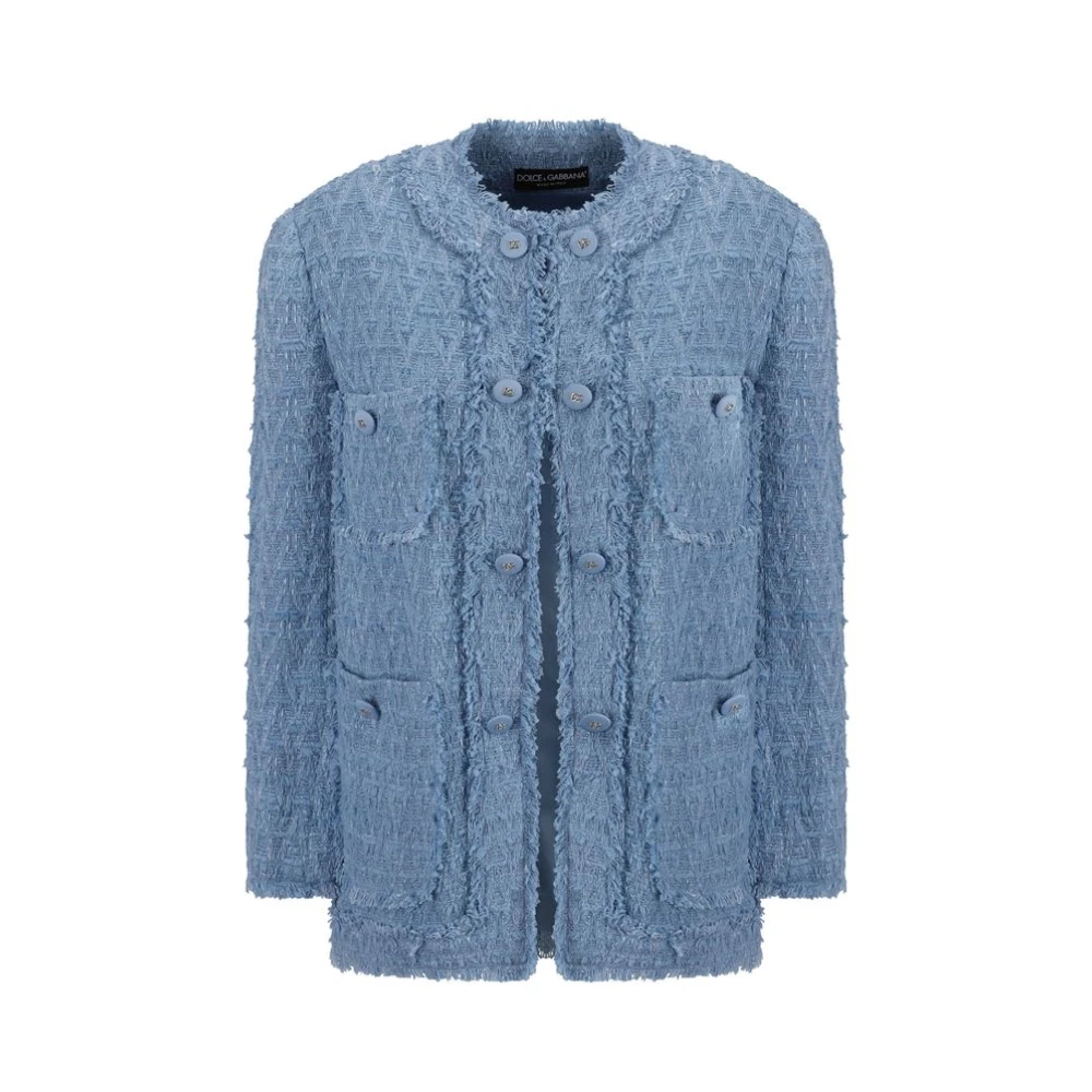 Dolce & Gabbana Katoenen jas met haaksluiting Blue Dames