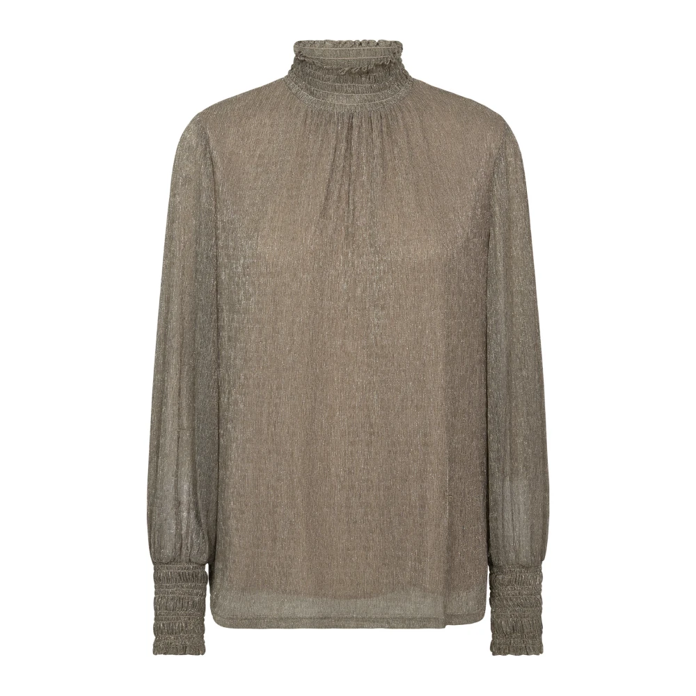 MOS MOSH Elegante Glam Blouse met Glitterkwaliteit Gray Dames