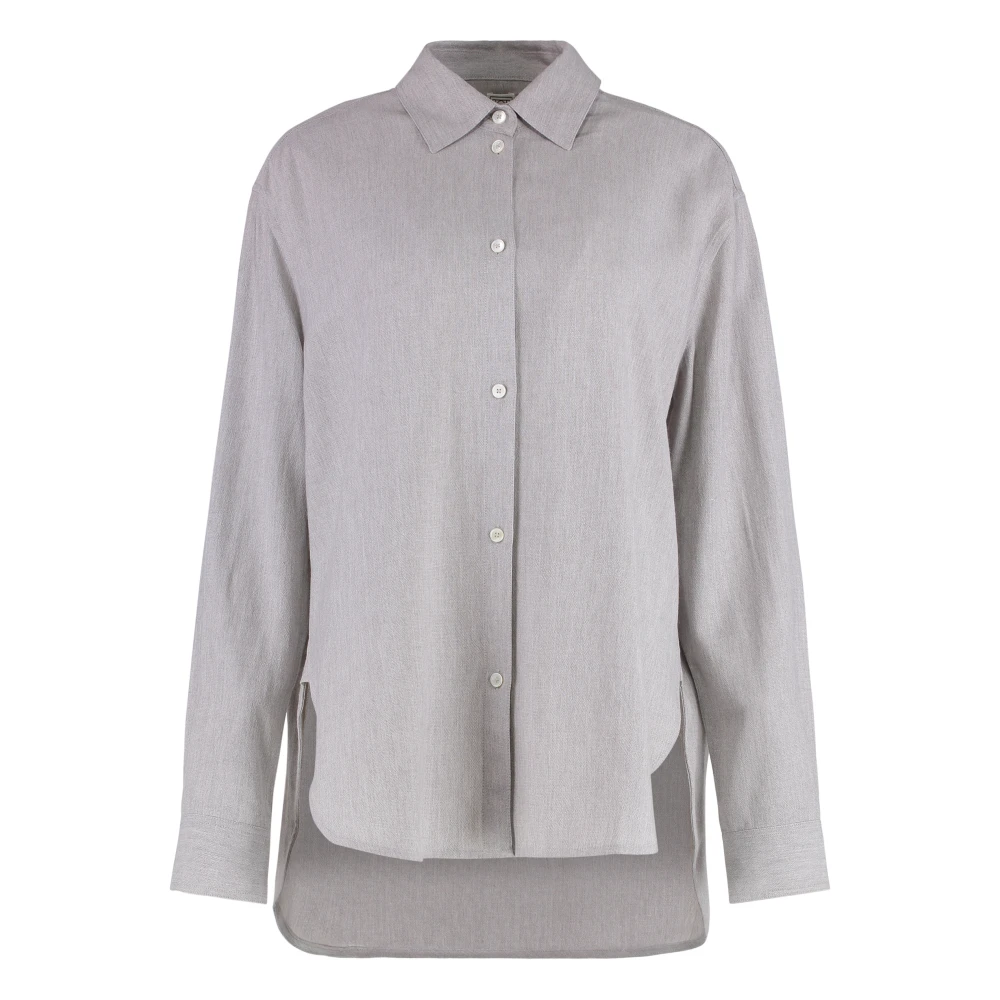 TotêMe Afgeronde zoom Viscose Virgin Wool Shirt Gray Dames