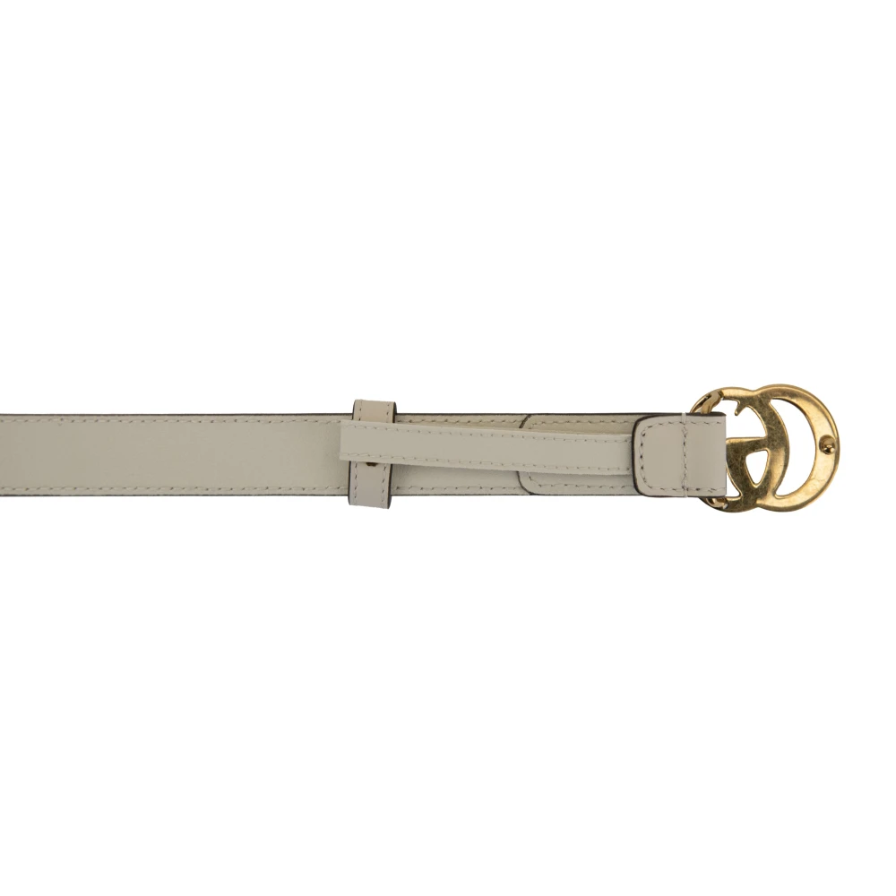 Gucci Leren Riem met GG Logo Beige Heren