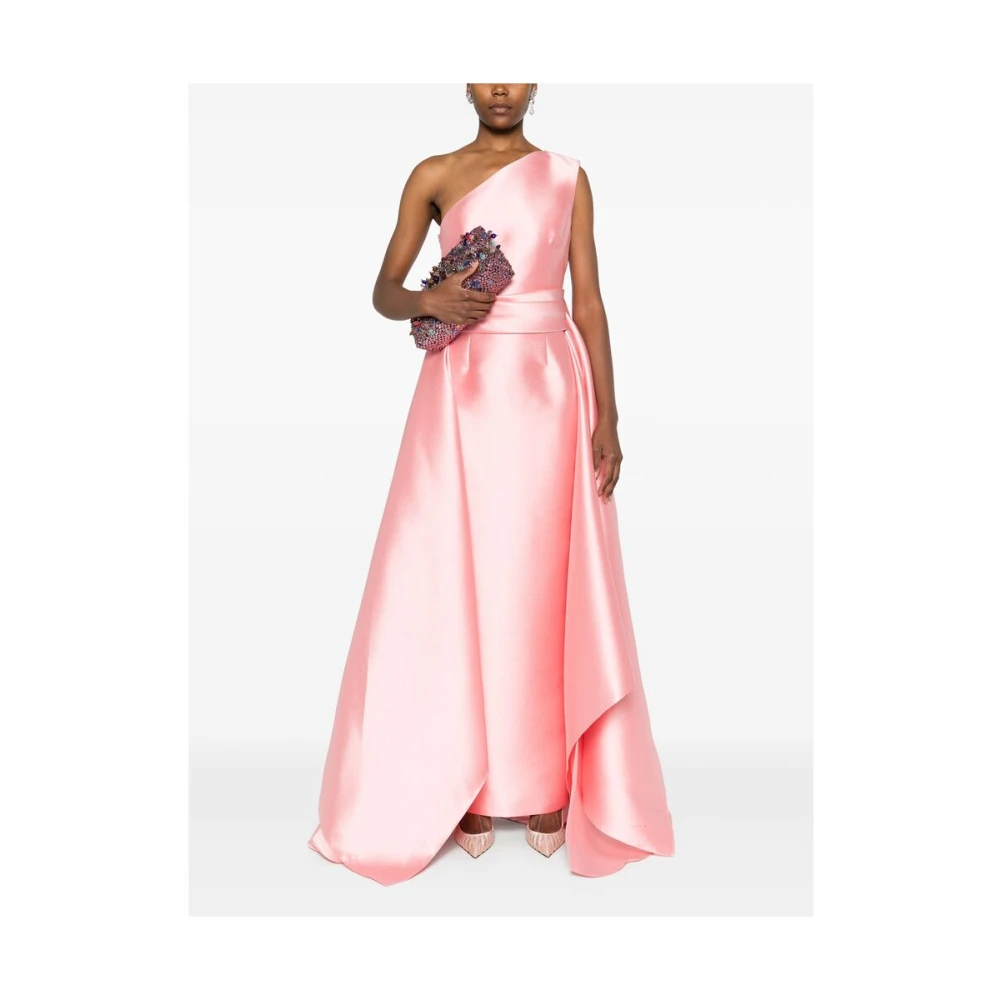 Solace London Roze Satijnen One-Shoulder Jurk Pink Dames
