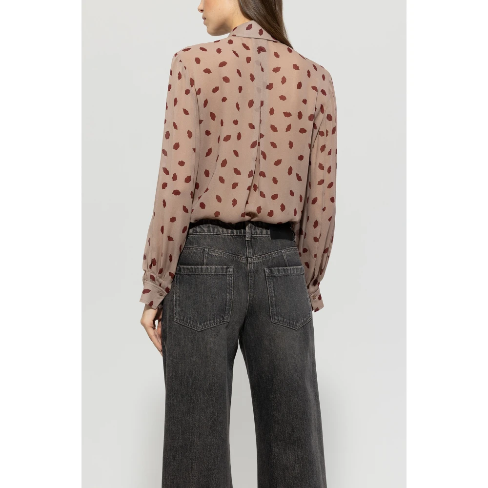 LUISA CERANO Lip Print Overhemdblouse Brown Dames