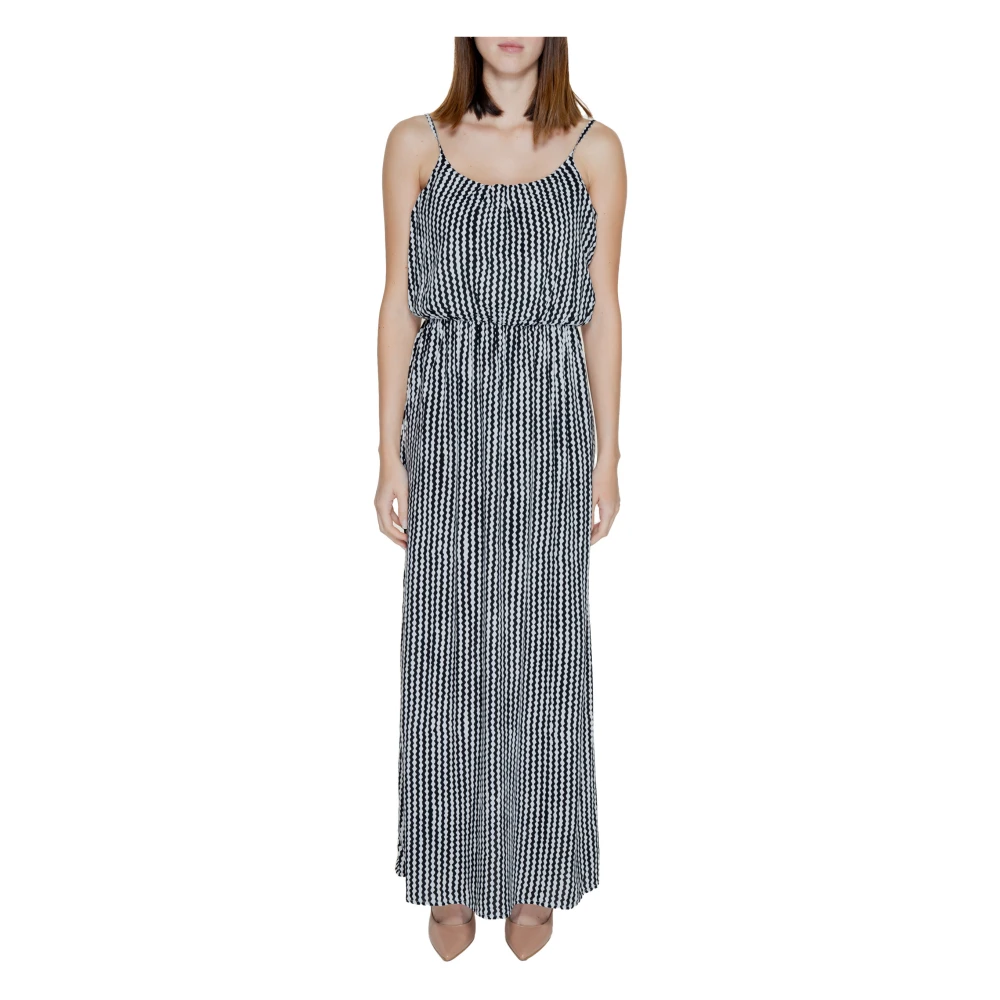 Only Zwarte Geometrische Jurk met Bandjes Black Dames