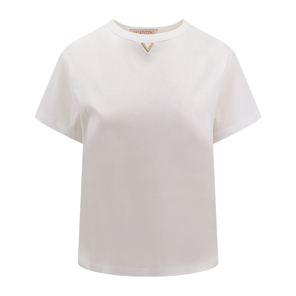 Valentino Wit Crew-Neck T-Shirt White Dames