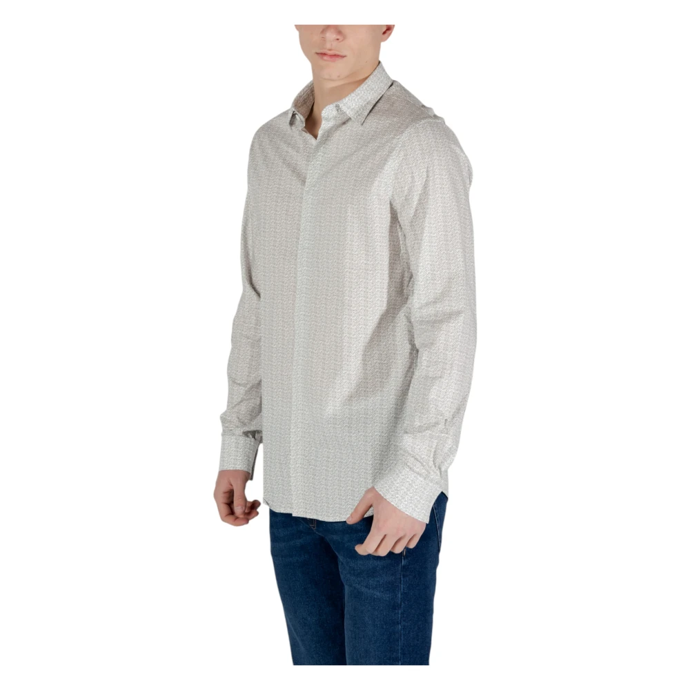 Armani Exchange Lente Zomer Lange Mouw Shirt Beige Heren