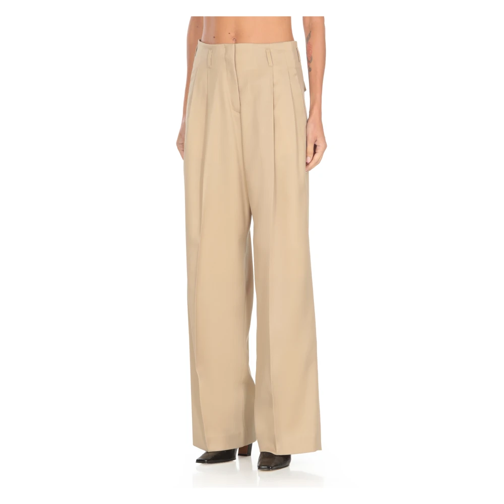 Golden Goose Beige Wollen Broek met Sterdetail Beige Dames