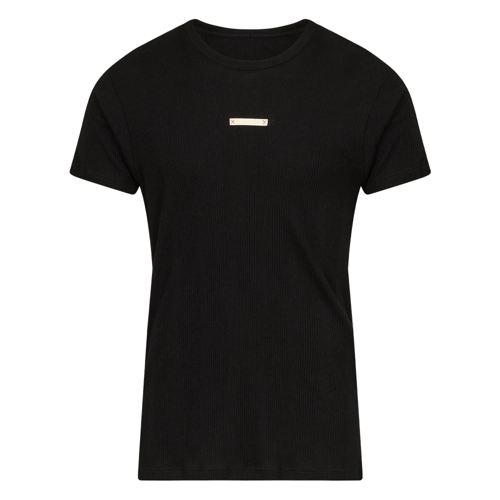 Maison Margiela Zwart Geribbelde Crew-Neck T-shirt Italië Black Heren