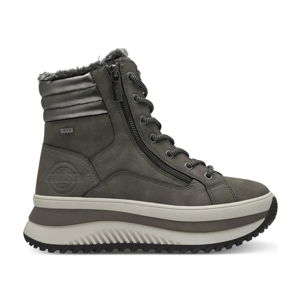 S.oliver Women's Gray Grey Casual Closed Ankle Booties - Winter Boots - 7 Uk - Shoes