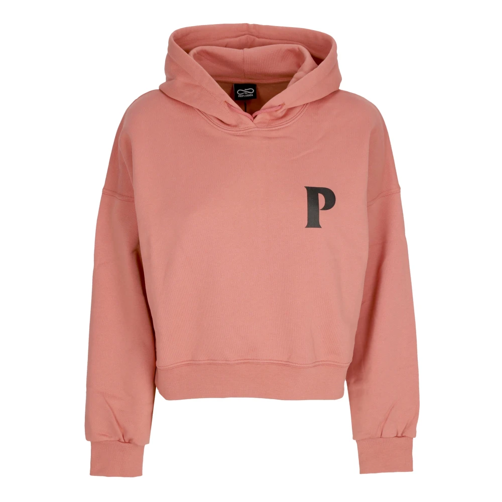 Propaganda Korte hoodie met logoborduursel Pink Dames