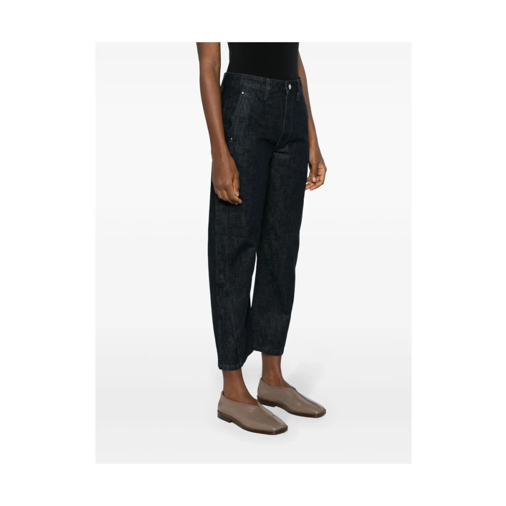 Lemaire Indigo Blauwe Denim Wijde Pijp Broek Blue Dames