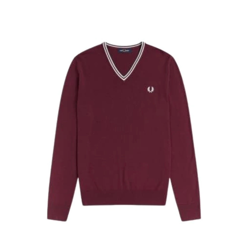 Fred Perry Klassisk V-ringad tröja Burgundy Red, Herr