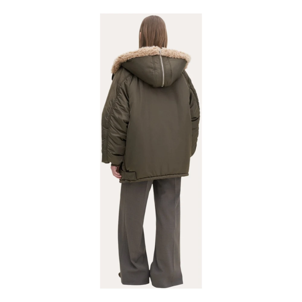 Filippa K Khaki Hooded Bomberjack Green Dames