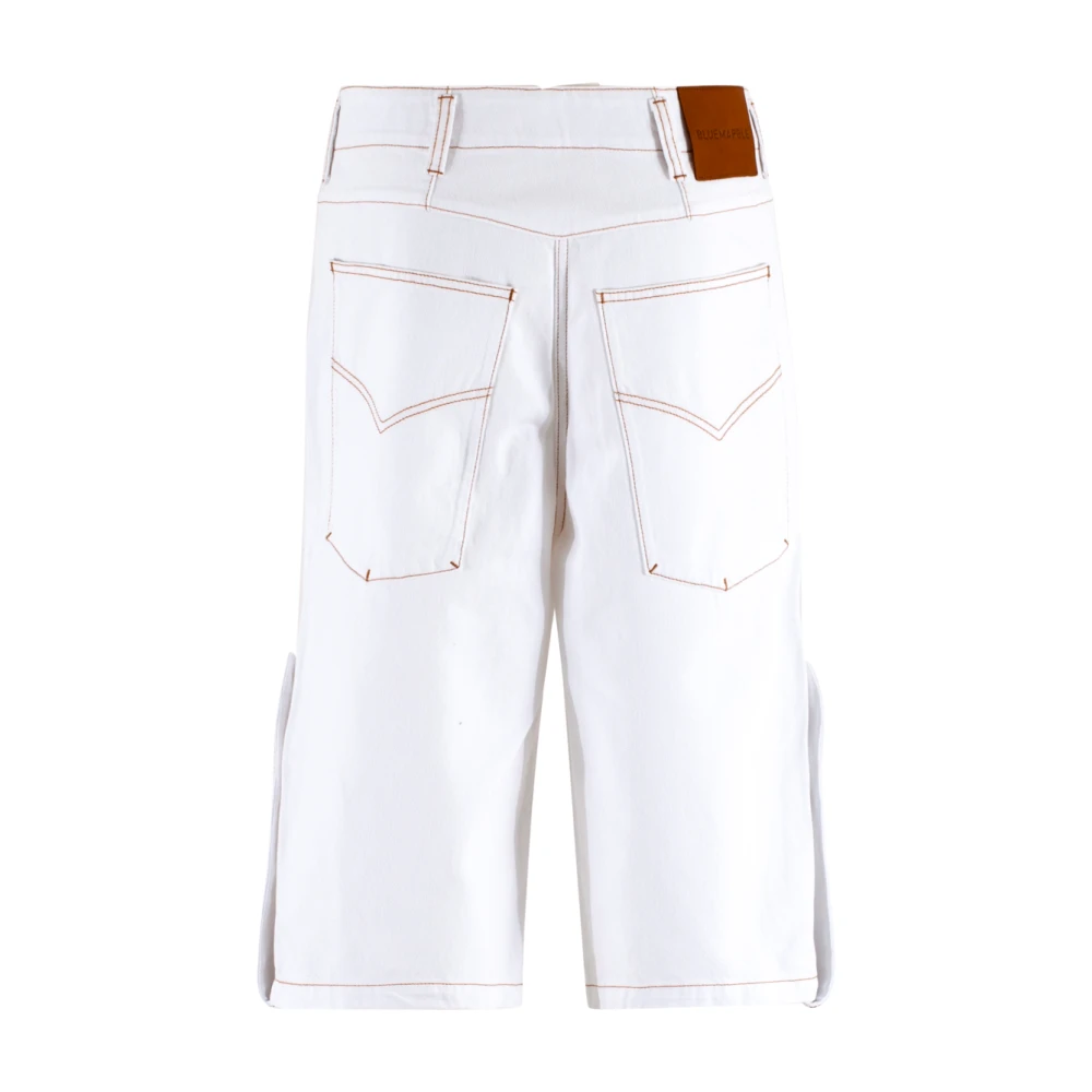 Bluemarble Witte Denim Baggy Shorts met Strass White Heren