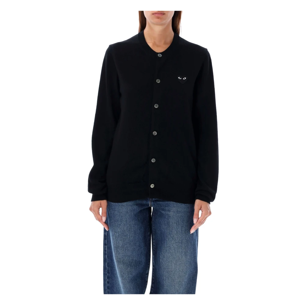 Comme des Garçons Zwart Gebreide Vest Hart Patch Black Dames