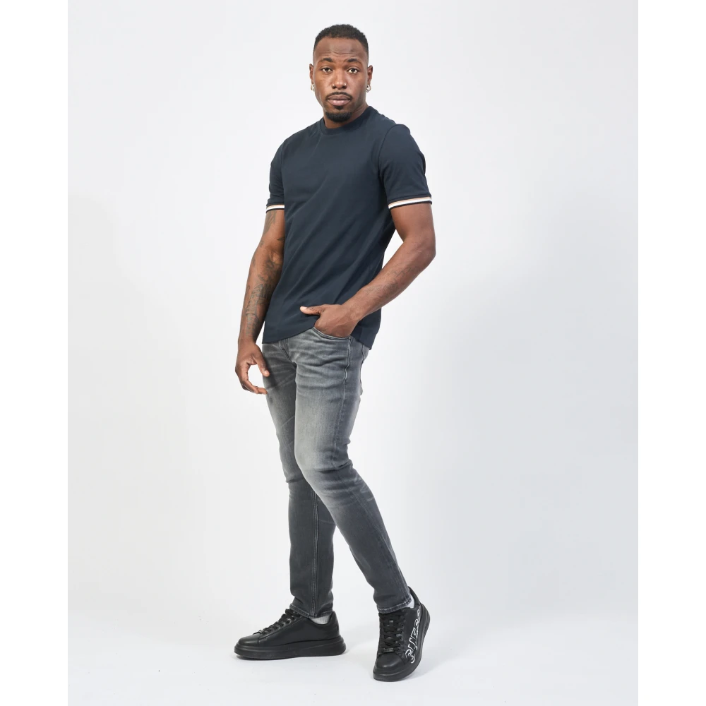 Hugo Boss Blauw Gestreept T-shirt Thompson Regular Fit Blue Heren