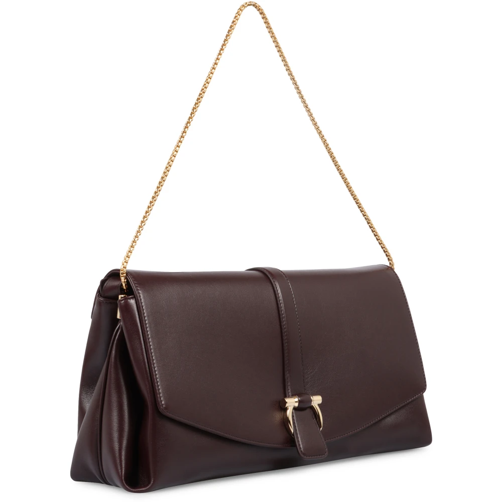 Salvatore Ferragamo Leren Crossbody Tas met Kettinghengsel Purple Dames
