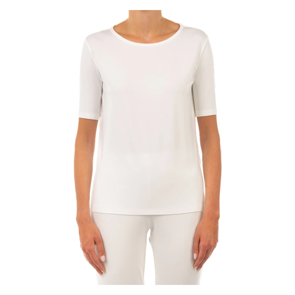 Le Tricot Perugia Witte T-shirt met boothals White Dames
