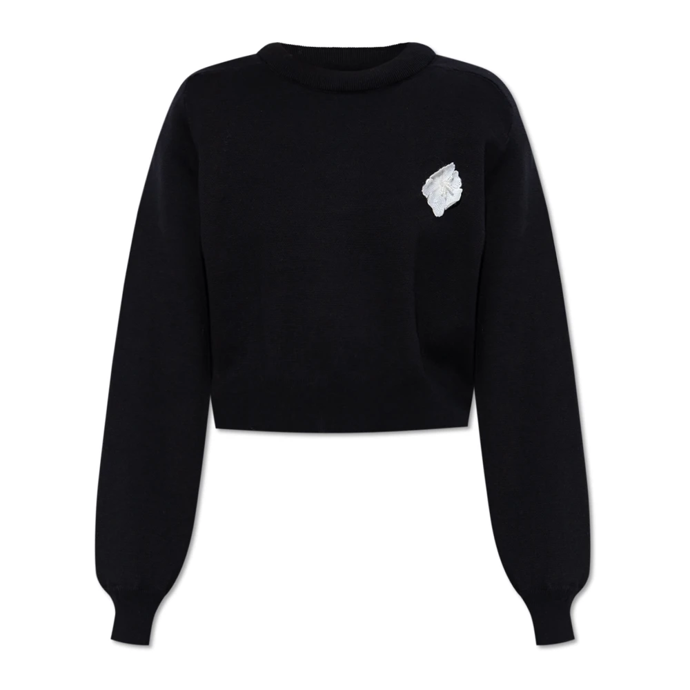 Rotate Birger Christensen Sweatshirt met bloemenapplicatie. Black Dames