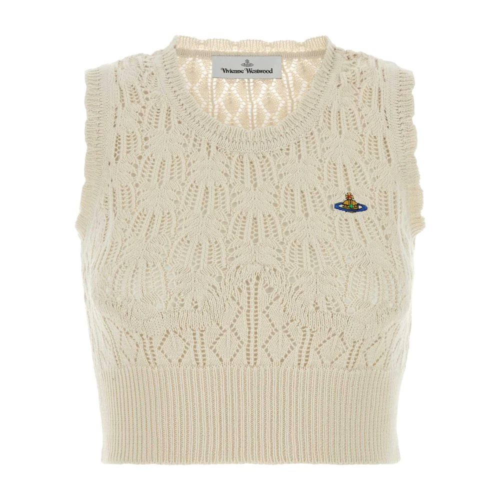 Vivienne Westwood Women's White Round-Neck Knitwear, Xs, Ella Crochet Top