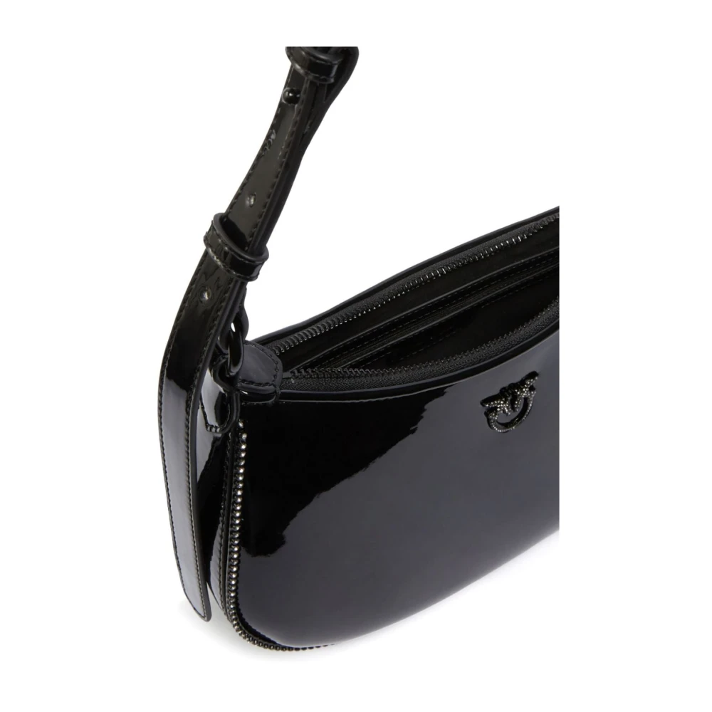 pinko Zwarte Paillet Liefdesvogels Handtas Black Dames